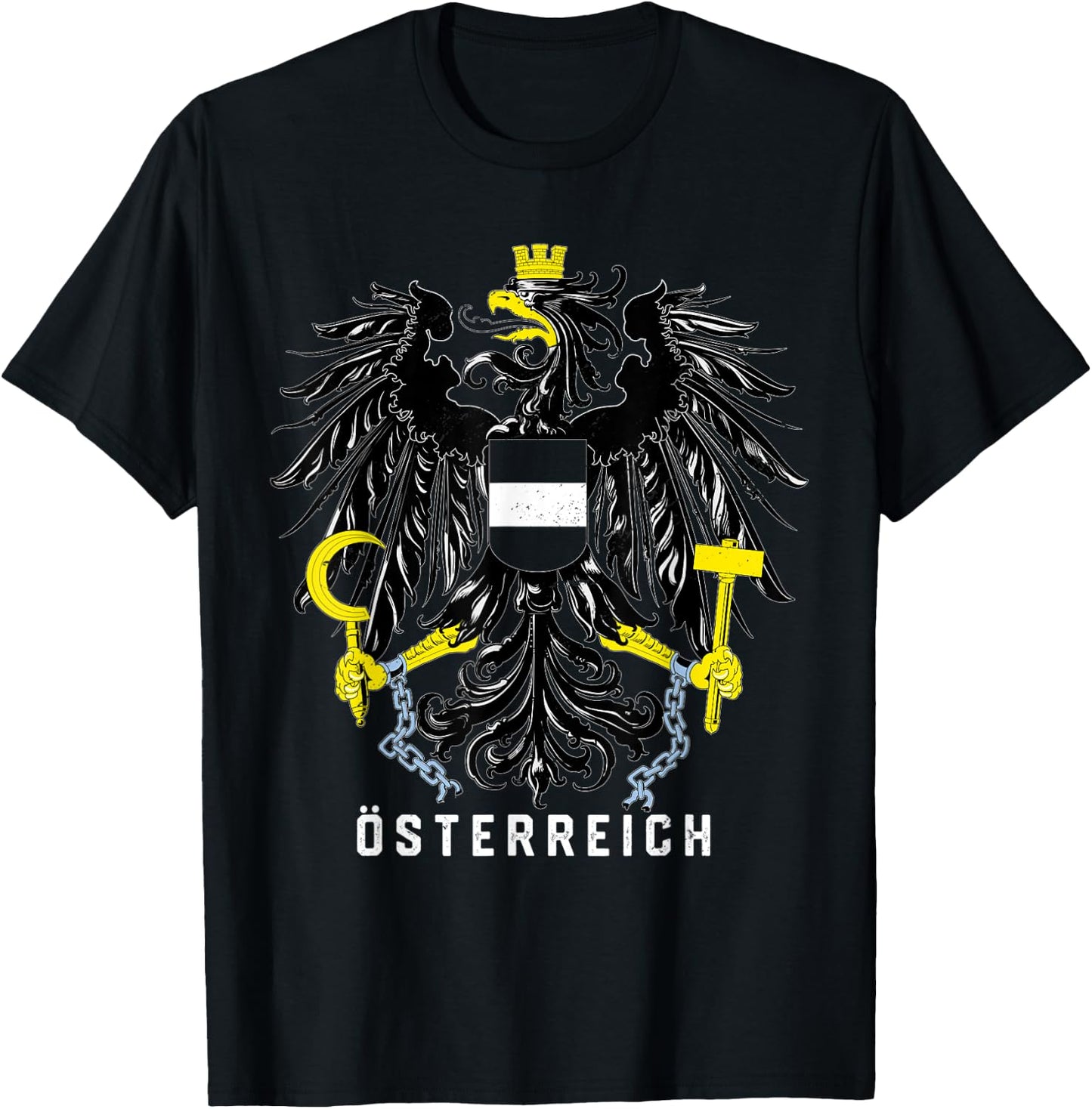 Austria Flag Eagle Österreich Vintage T-Shirt - T-Shirt | Black