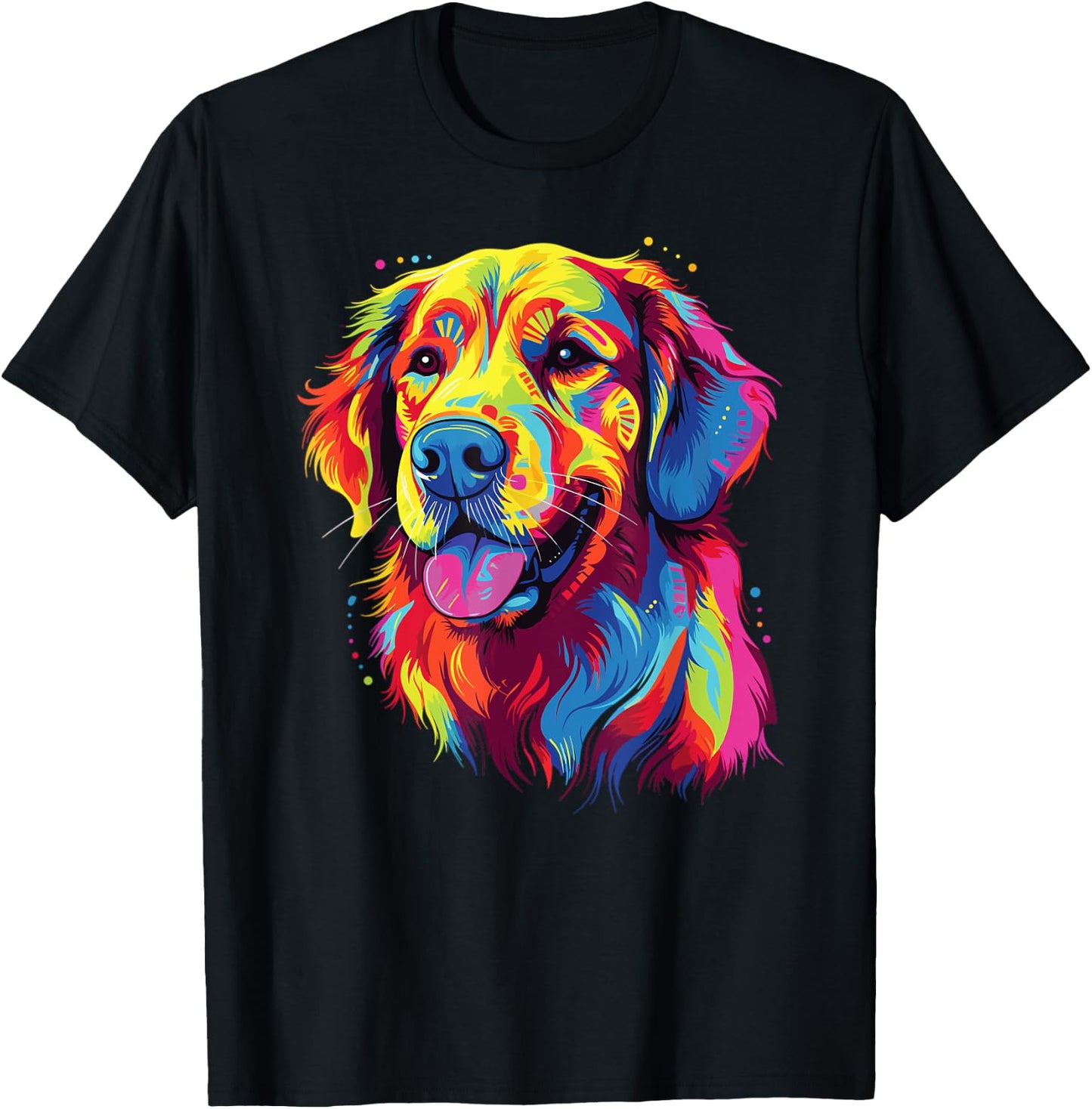 Watercolor Colorful Golden Retriever Dog T-Shirt - T-Shirt | Black