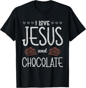 I Love Jesus And Chocolate Sweet Cocoa Dark Bar Lover T-Shirt - T-Shirt | Black
