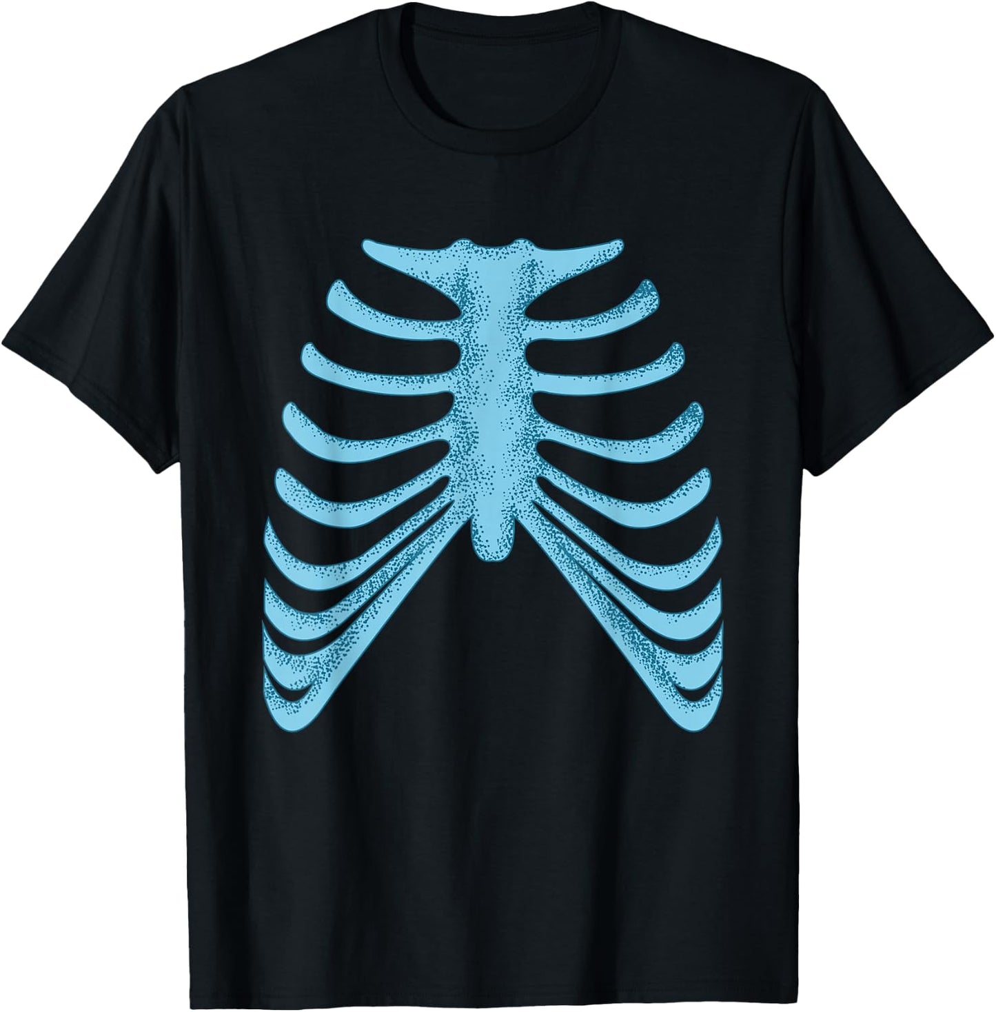 Blue Skeleton Rib Cage Blue Color Graphic T-Shirt - T-Shirt | Black