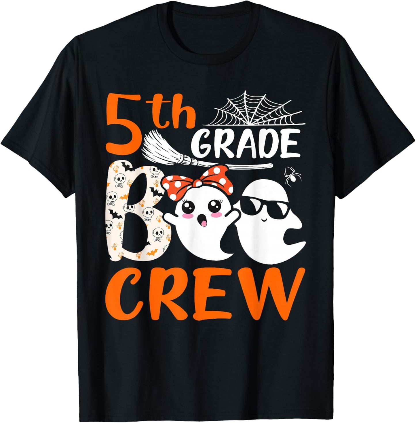 5th Grade Boo Crew Teachers Students Ghost Halloween T-Shirt - T-Shirt | Black