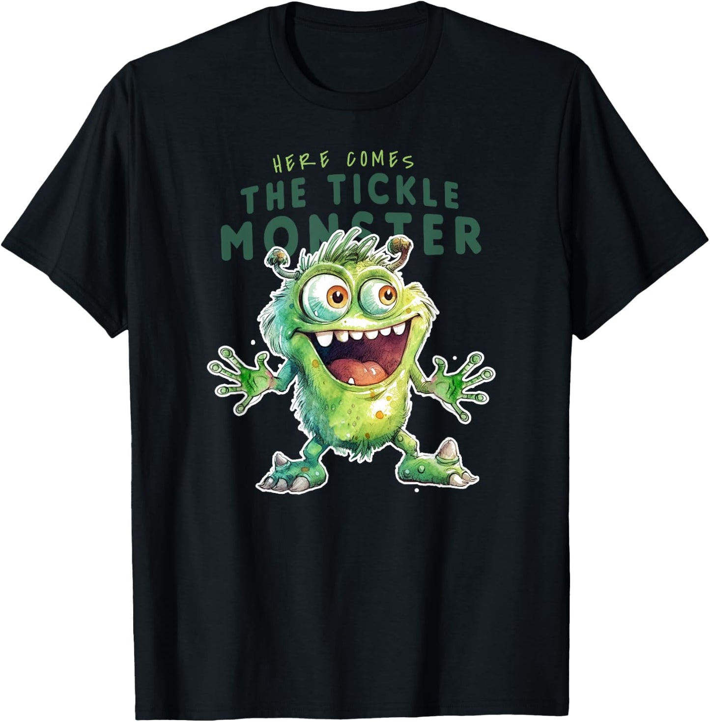 Here Comes The Tickle Monster Funny Childish Cool Tickling T-Shirt - T-Shirt | Black
