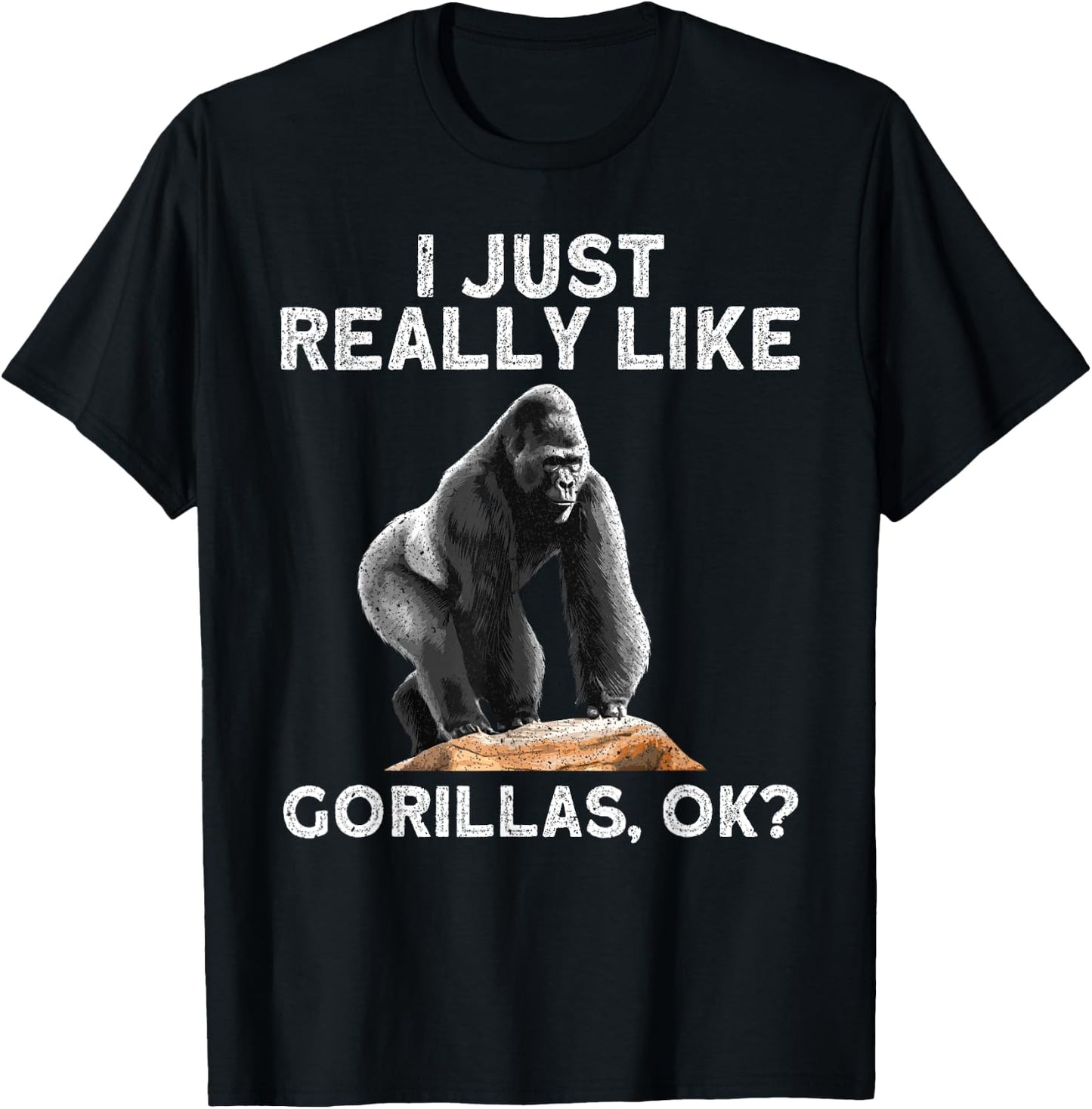 Funny Gorilla Art Women Kids Primate Gorilla Lover T-Shirt - T-Shirt | Black