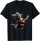 Cat Playing Guitar - Funny Rock Music Guitar Cat Women Kids T-Shirt - T-Shirt | Black