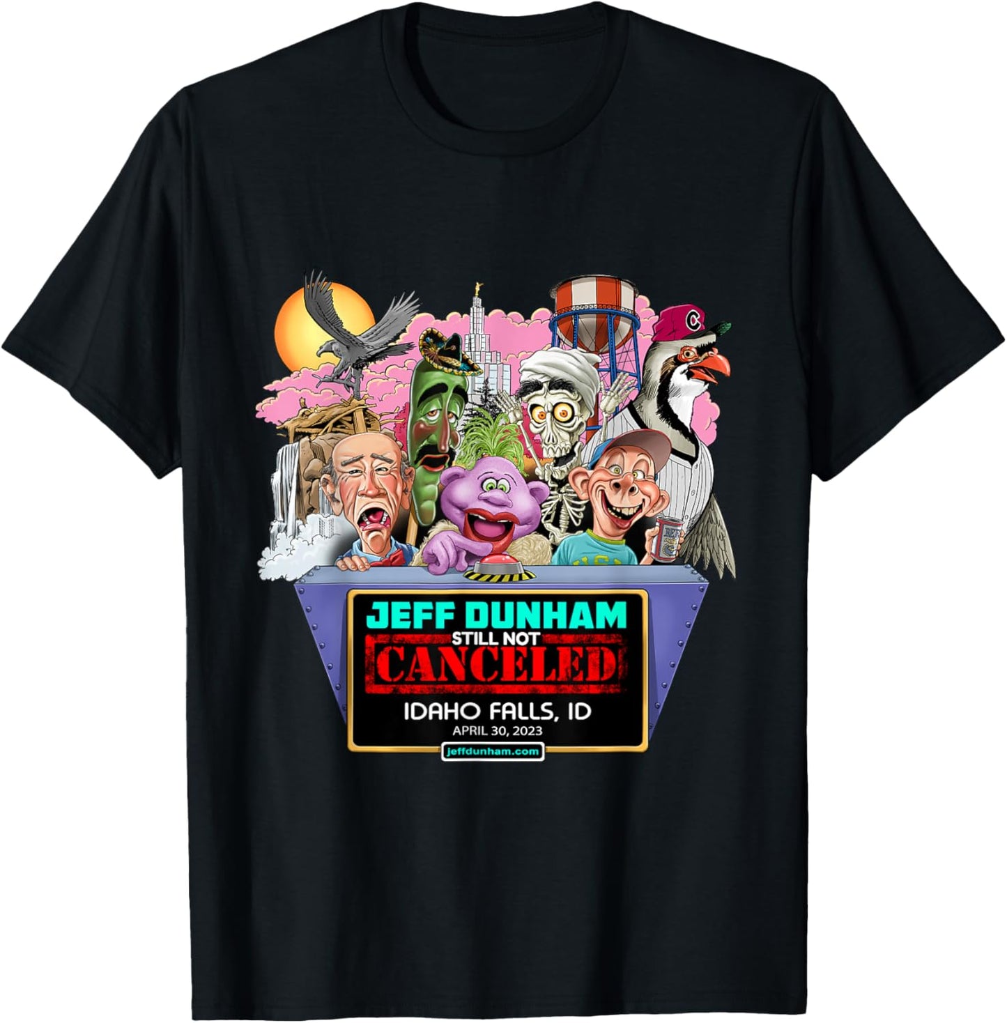 Jeff Dunham Idaho Falls, ID (2023) T-Shirt - T-Shirt | Black
