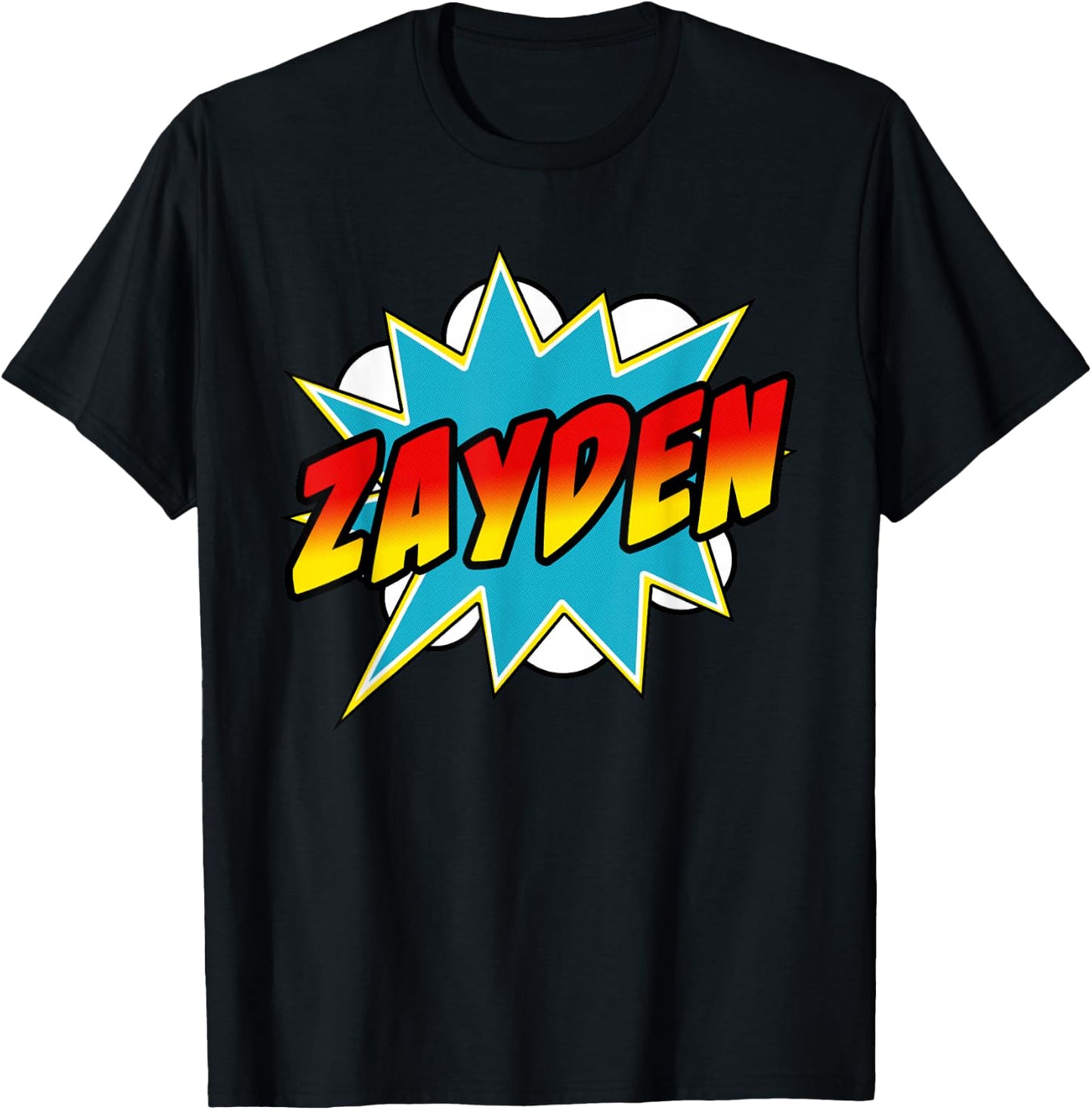 Zayden Name Superhero Retro Comic T-Shirt - T-Shirt | Black