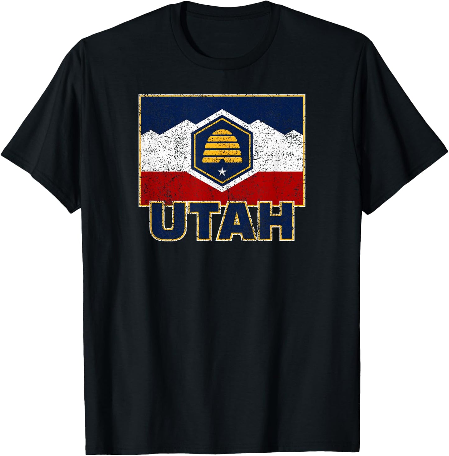 Distressed New Utah Flag T-Shirt - T-Shirt | Black