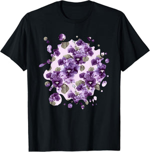 Cute African Violet Inspired Flower Plant Lover Gardener T-Shirt - T-Shirt | Black