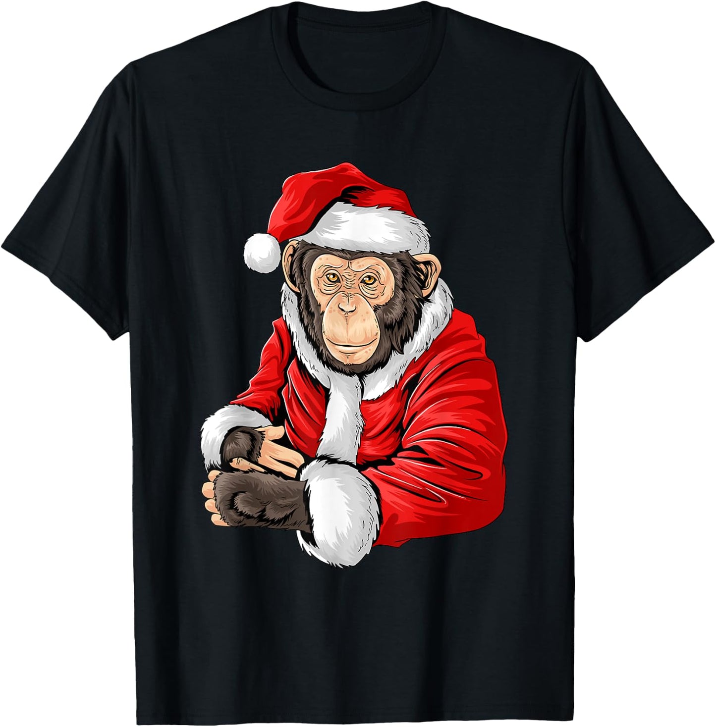 Monkey Santa Costume Christmas Pajama Cool Zoo Animal X-Mas T-Shirt - T-Shirt | Black