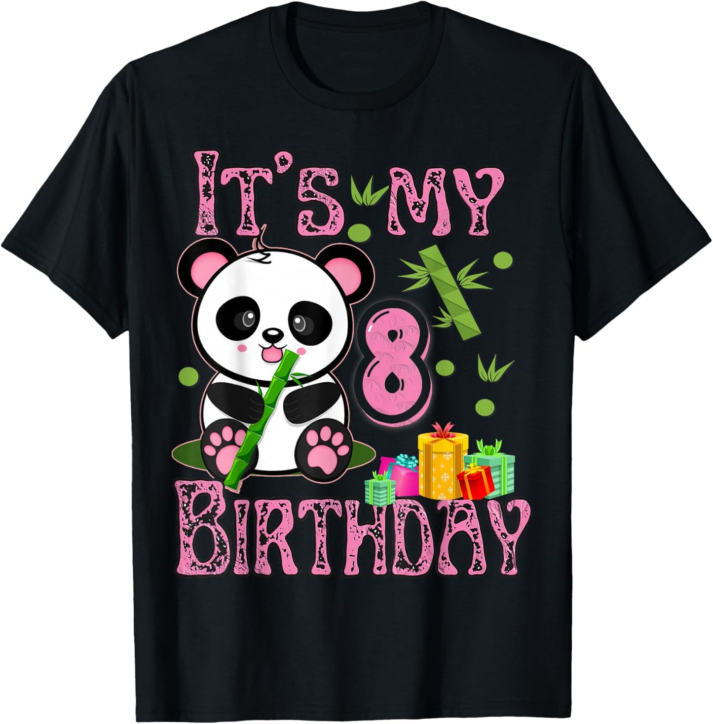 its my birthday Girl Panda 8 Years Old Girls T-Shirt - T-Shirt | Black