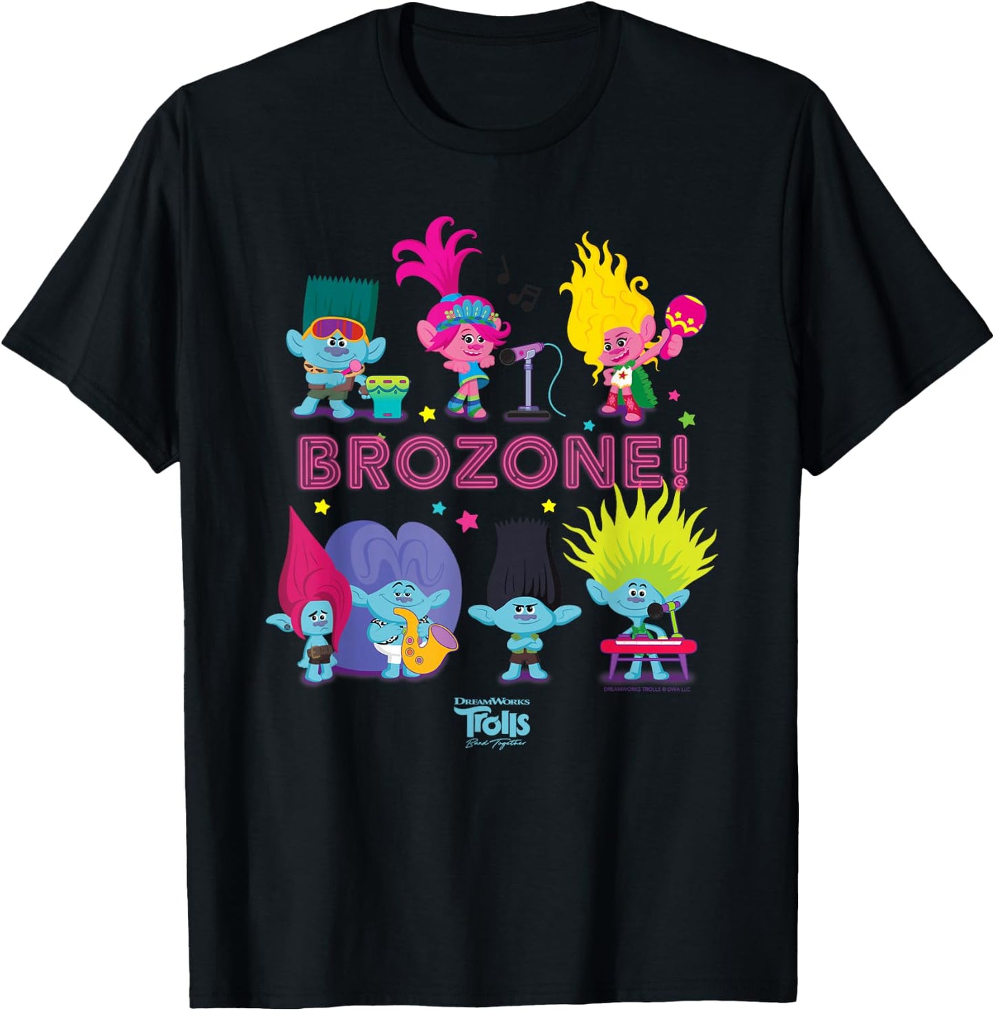 DreamWorks Trolls Band Together BroZone Poppy and Viva T-Shirt - T-Shirt | Black