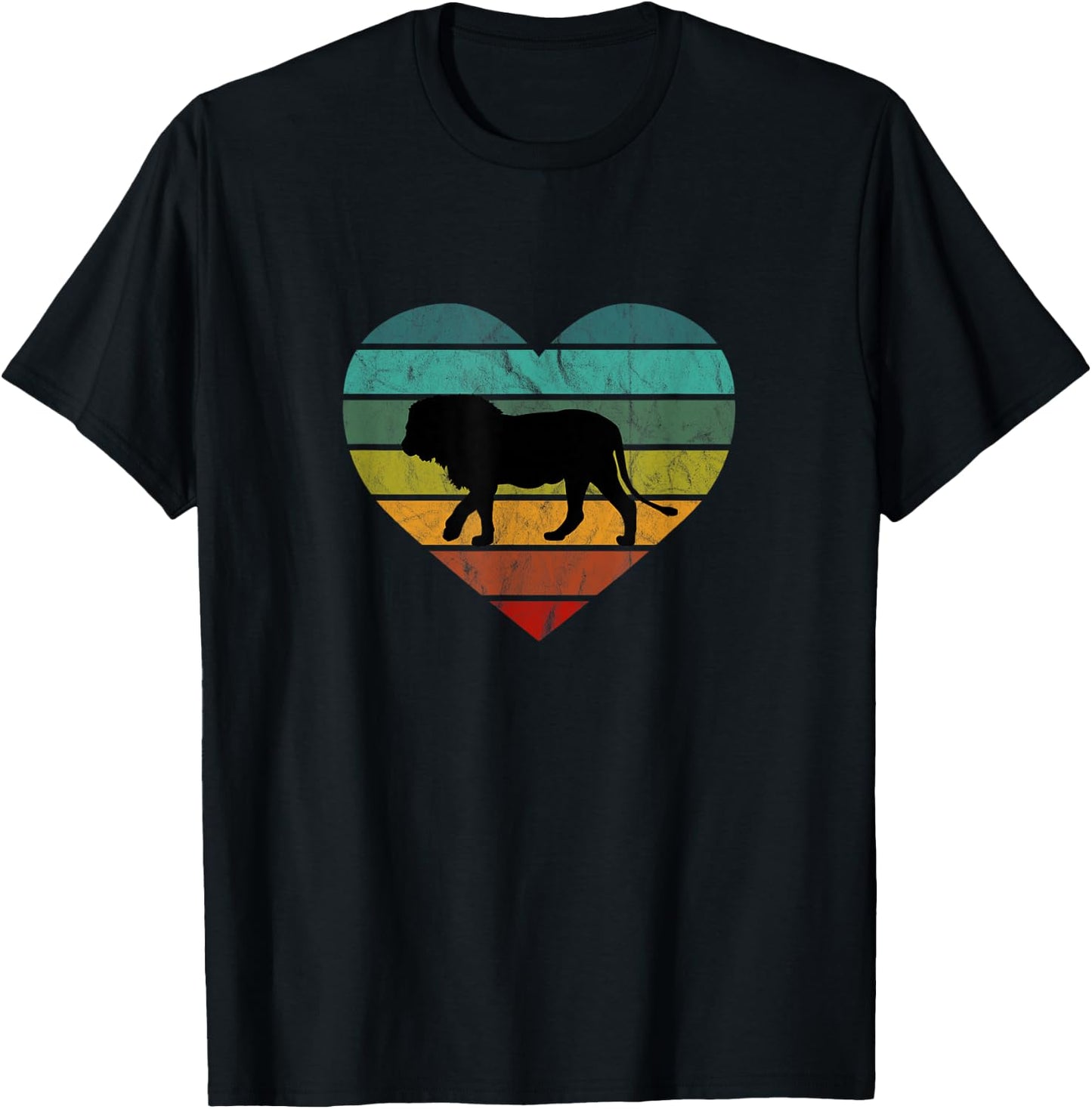 I Love Lions in Africa Heart Wilderness Serengeti Safari T-Shirt - T-Shirt | Black