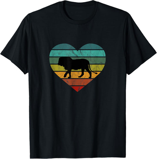 I Love Lions in Africa Heart Wilderness Serengeti Safari T-Shirt - T-Shirt | Black