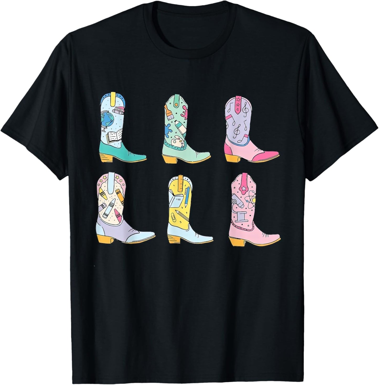 Teacher Life Howdy Teacher, Cowboy Boots T-Shirt - T-Shirt | Black