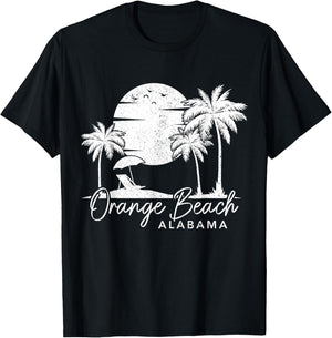 Orange Beach Alabama AL Vintage Sunset Surfer Retro T-Shirt - T-Shirt | Black