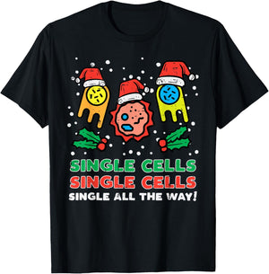 Christmas Single Cells Funny Xmas Science Biology Men Women T-Shirt - T-Shirt | Black