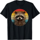 Cute Baby Raccoon Vintage Sunset Retro Animal Design T-Shirt - T-Shirt | Black