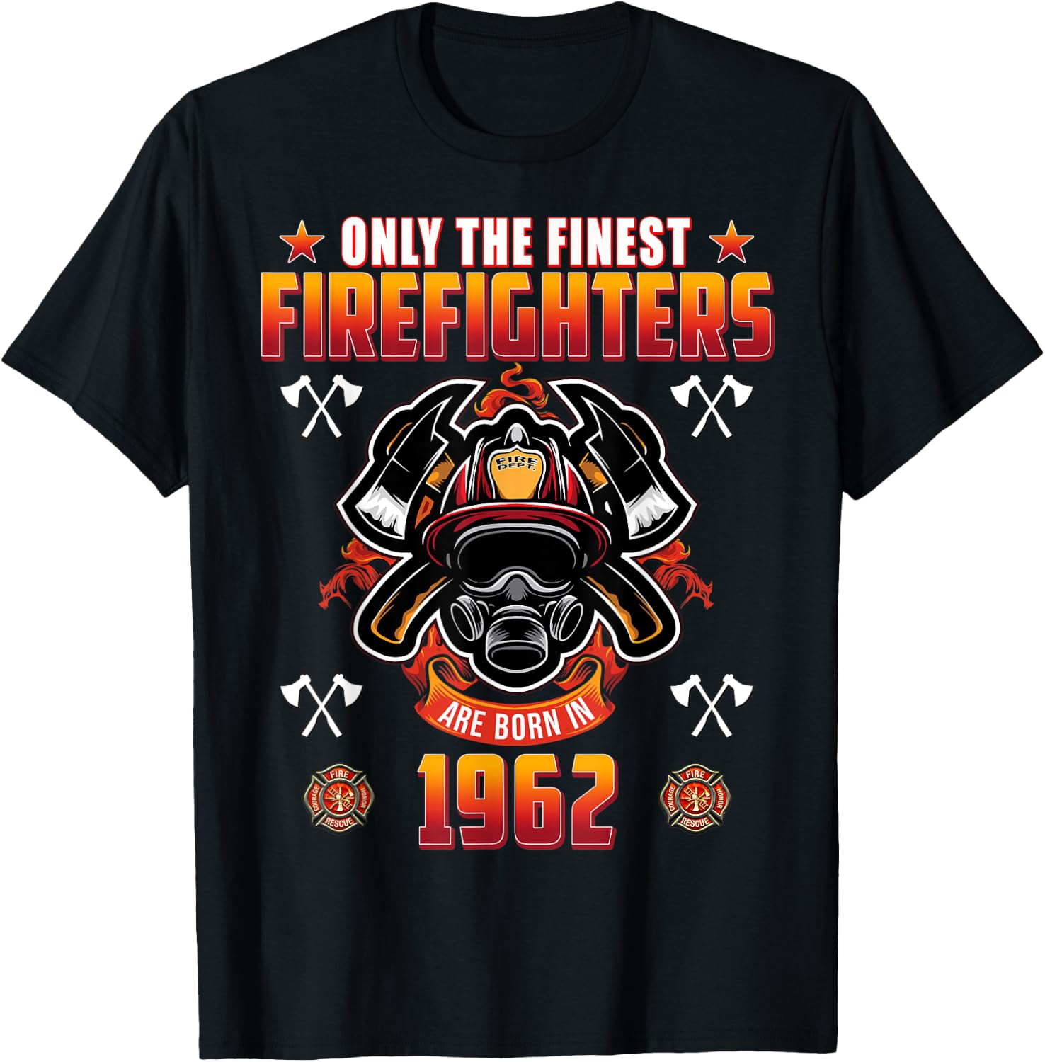 59 Year Old Firefighter Born in 1962 Vintage 59th Birthday T-Shirt - T-Shirt | Black