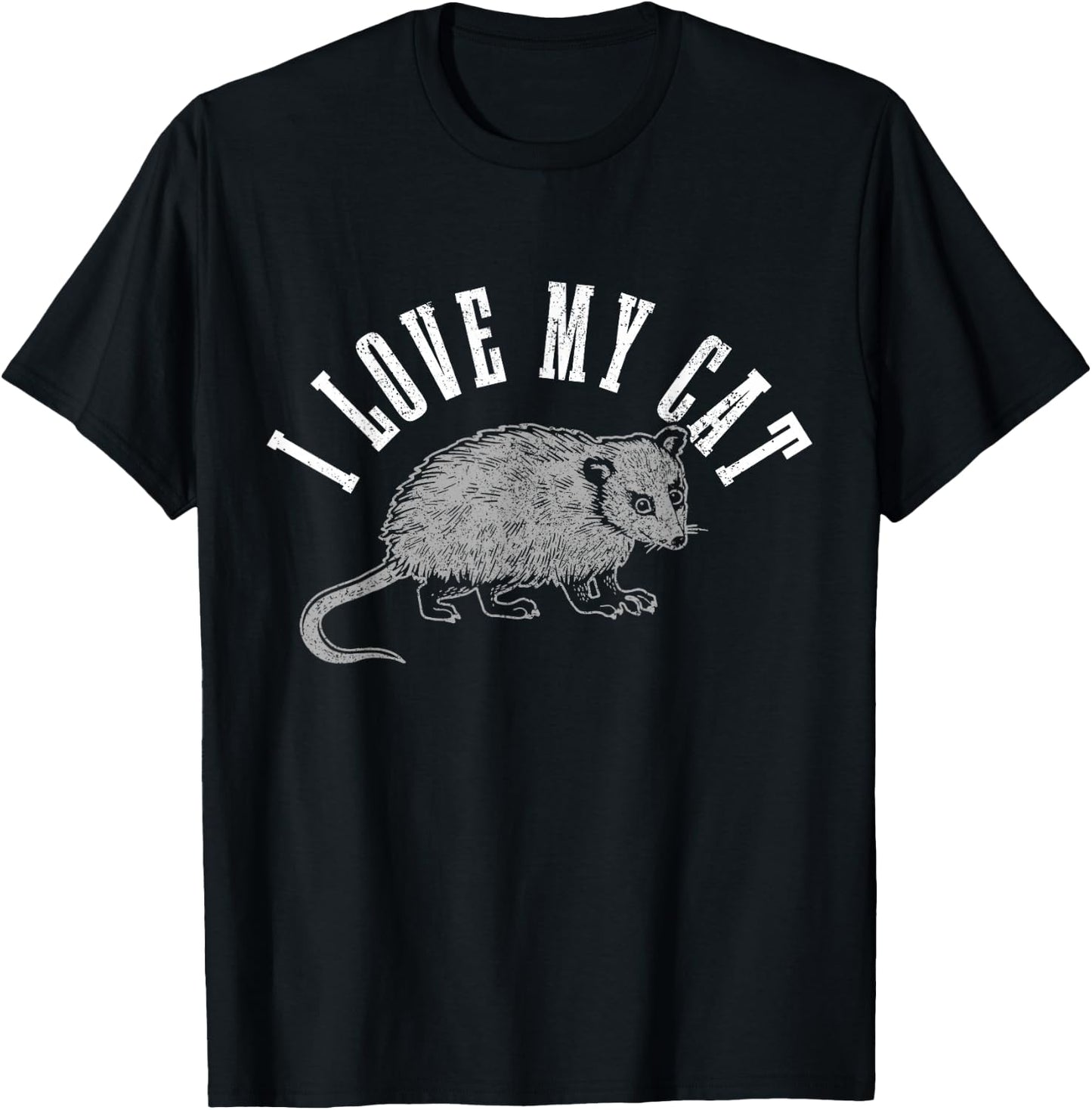 Opossum I Love My Cat Funny Opossum T-Shirt - T-Shirt | Black