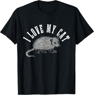 Opossum I Love My Cat Funny Opossum T-Shirt - T-Shirt | Black