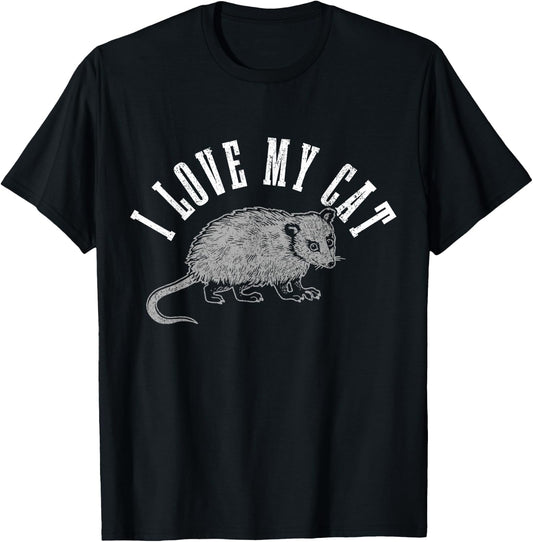 Opossum I Love My Cat Funny Opossum T-Shirt - T-Shirt | Black