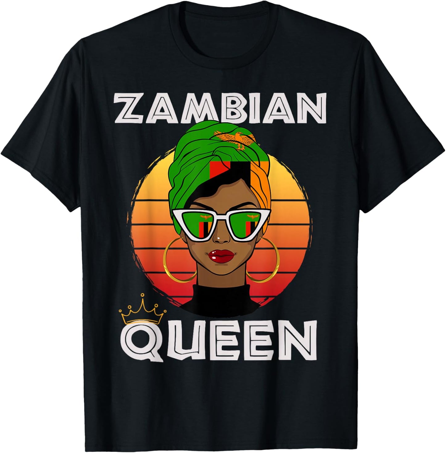 Zambian Queen, African Queen Zambia Flag, Zambia Women Girls T-Shirt - T-Shirt | Black