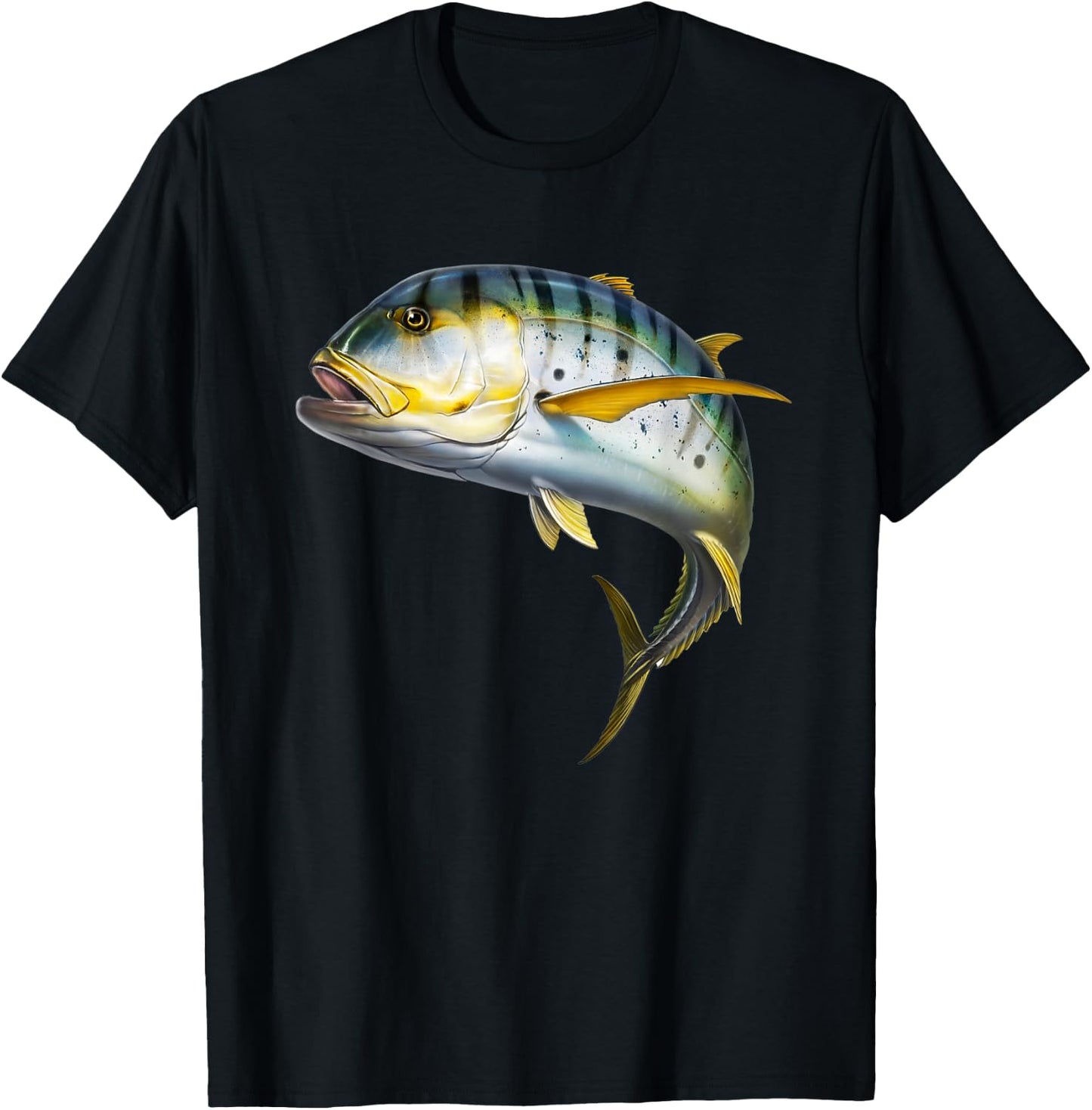 realistic Crevalle jack fish trevally for lovers Fishing T-Shirt - T-Shirt | Black