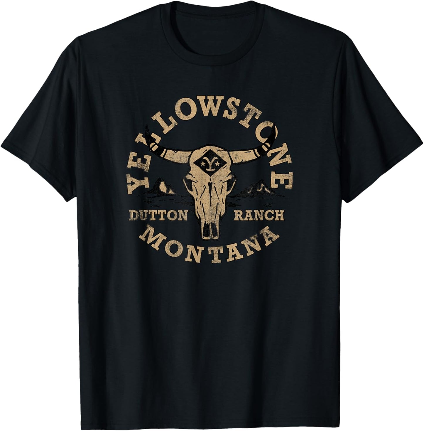 Yellowstone Dutton Ranch Bull Skull Logo V2 T-Shirt - T-Shirt | Black