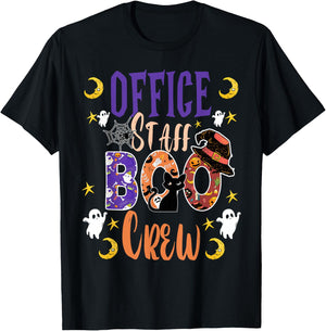 Office Staff Boo Crew matching fun Halloween costume T-Shirt - T-Shirt | Black