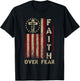 Faith Over Fears Cool Christian Cross USA Flag Women T-Shirt - T-Shirt | Black