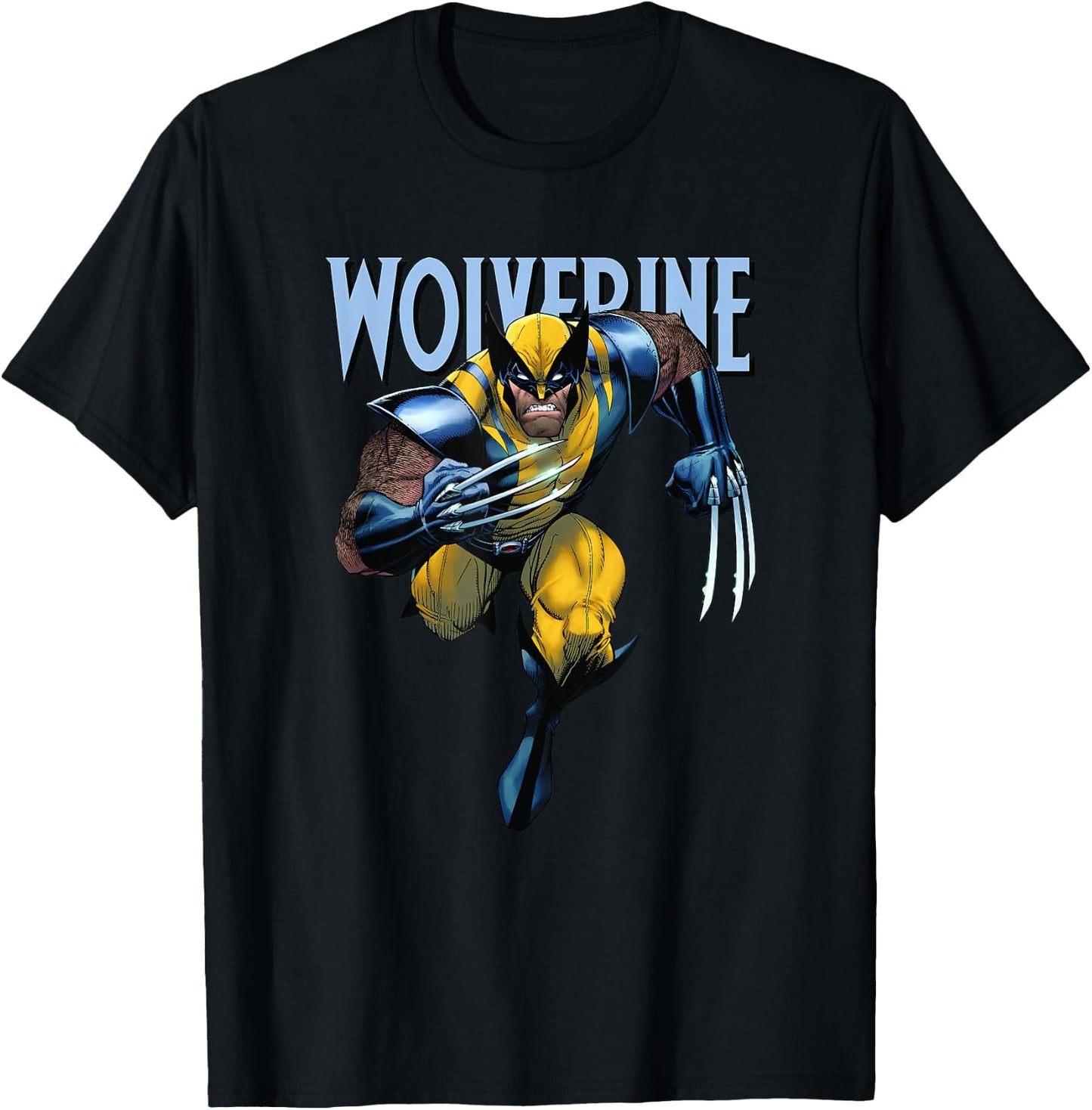 Marvel X-Men Angry Wolverine Running Towards The Fight T-Shirt - T-Shirt | Black