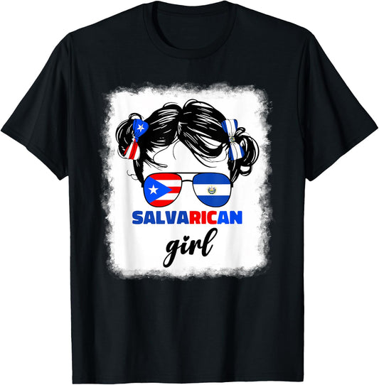 Half Salvadorian Puerto Rican Rico El Salvador Girls Kids T-Shirt - T-Shirt | Black