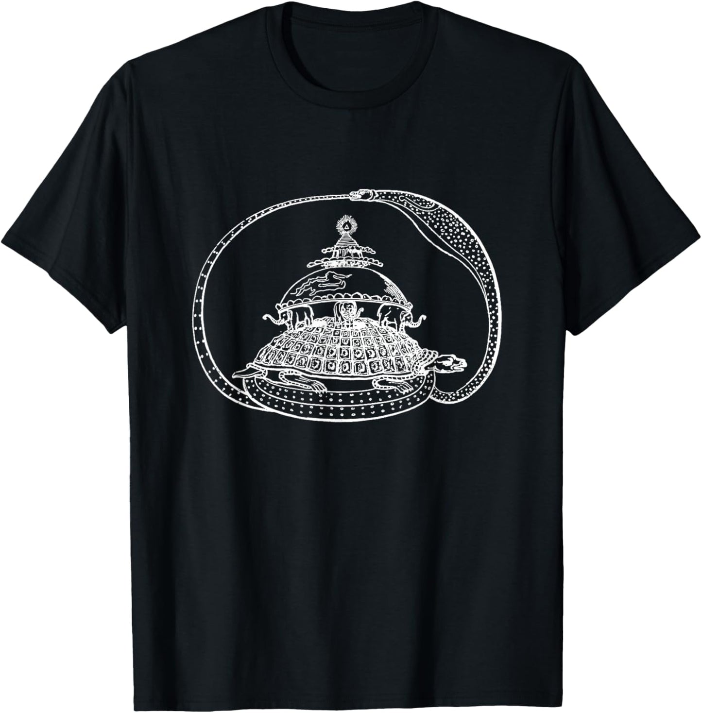 Cosmic Turtle, World Turtle, Elephants on Top of Turtle T-Shirt - T-Shirt | Black