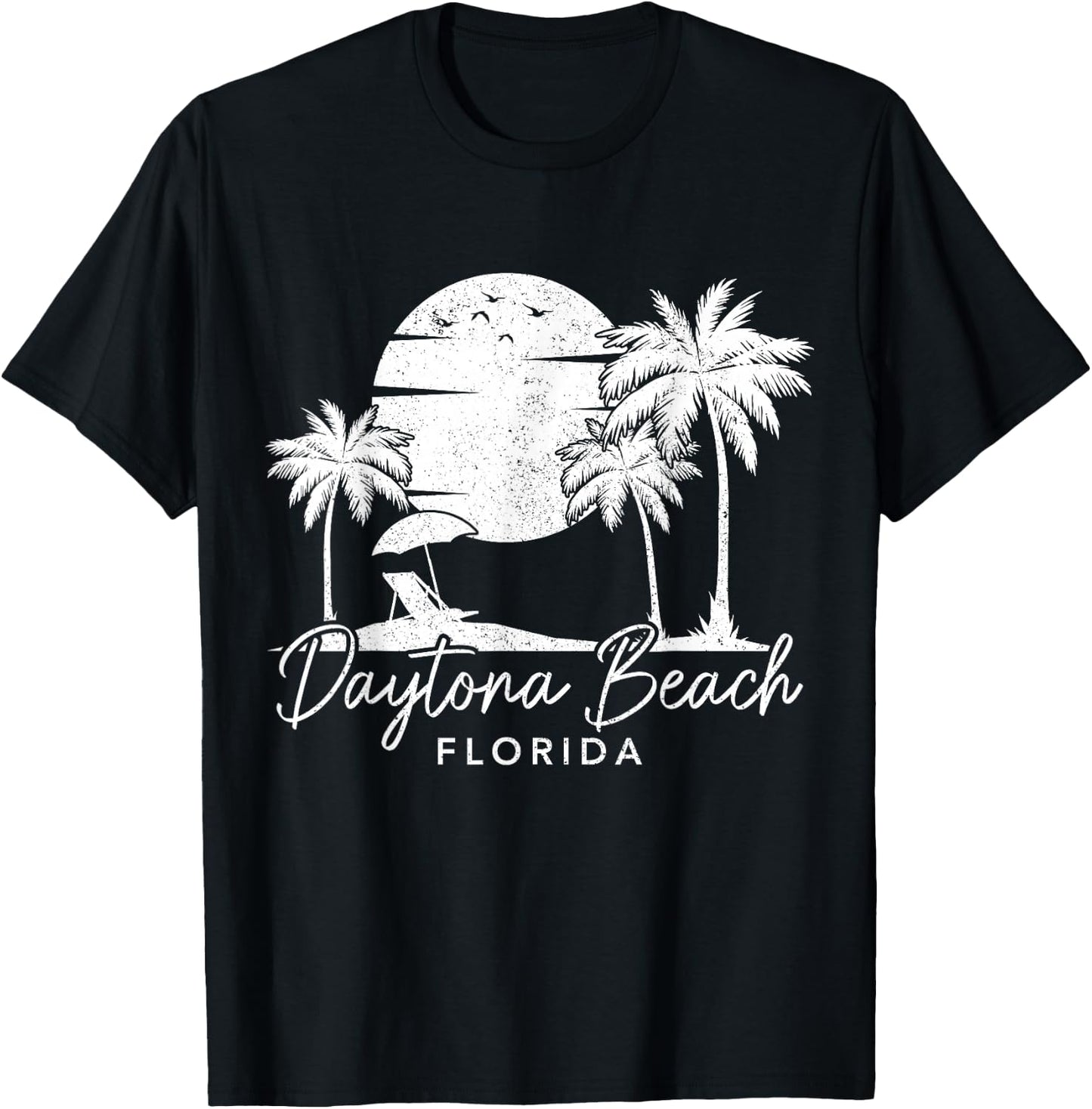 Daytona Beach Florida FL Vintage Sunset Surfer Vacation T-Shirt - T-Shirt | Black