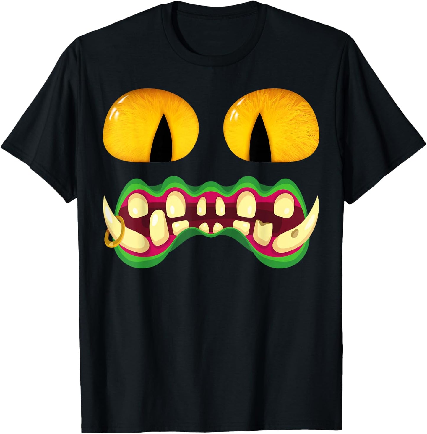 Men's Women's Cat Monster Face Halloween Costume T-Shirt - T-Shirt | Black