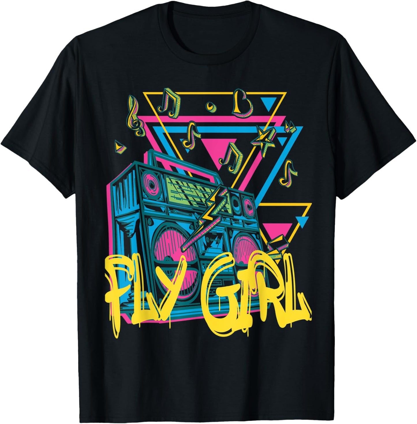 Fly Girl 80s 90s B-Girl Old School Hip Hop T-Shirt - T-Shirt | Black