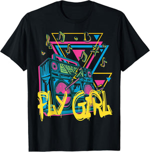 Fly Girl 80s 90s B-Girl Old School Hip Hop T-Shirt - T-Shirt | Black