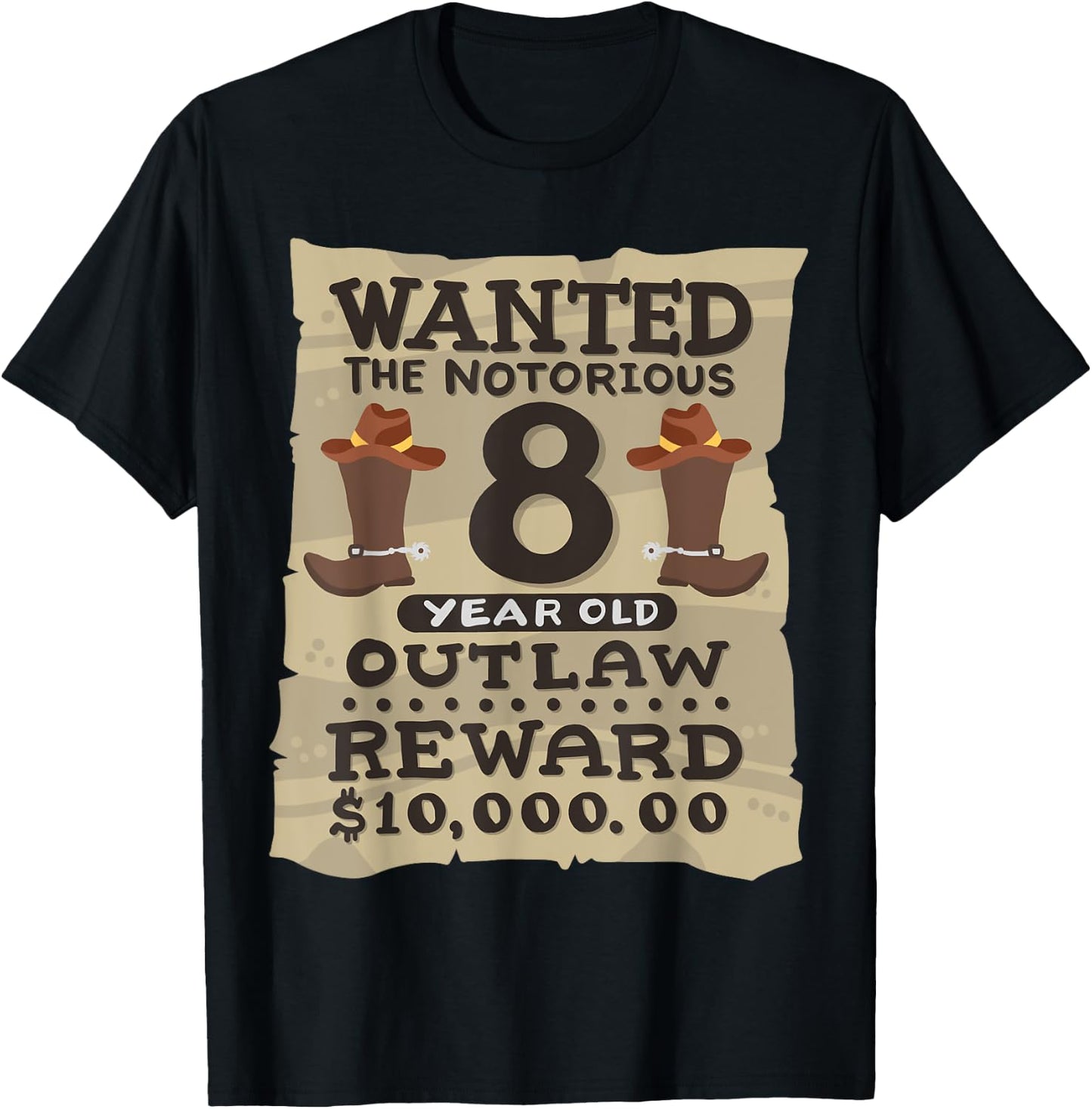 8 Year Old Cowboy 8th Birthday Party Wild West Western Kids T-Shirt - T-Shirt | Black