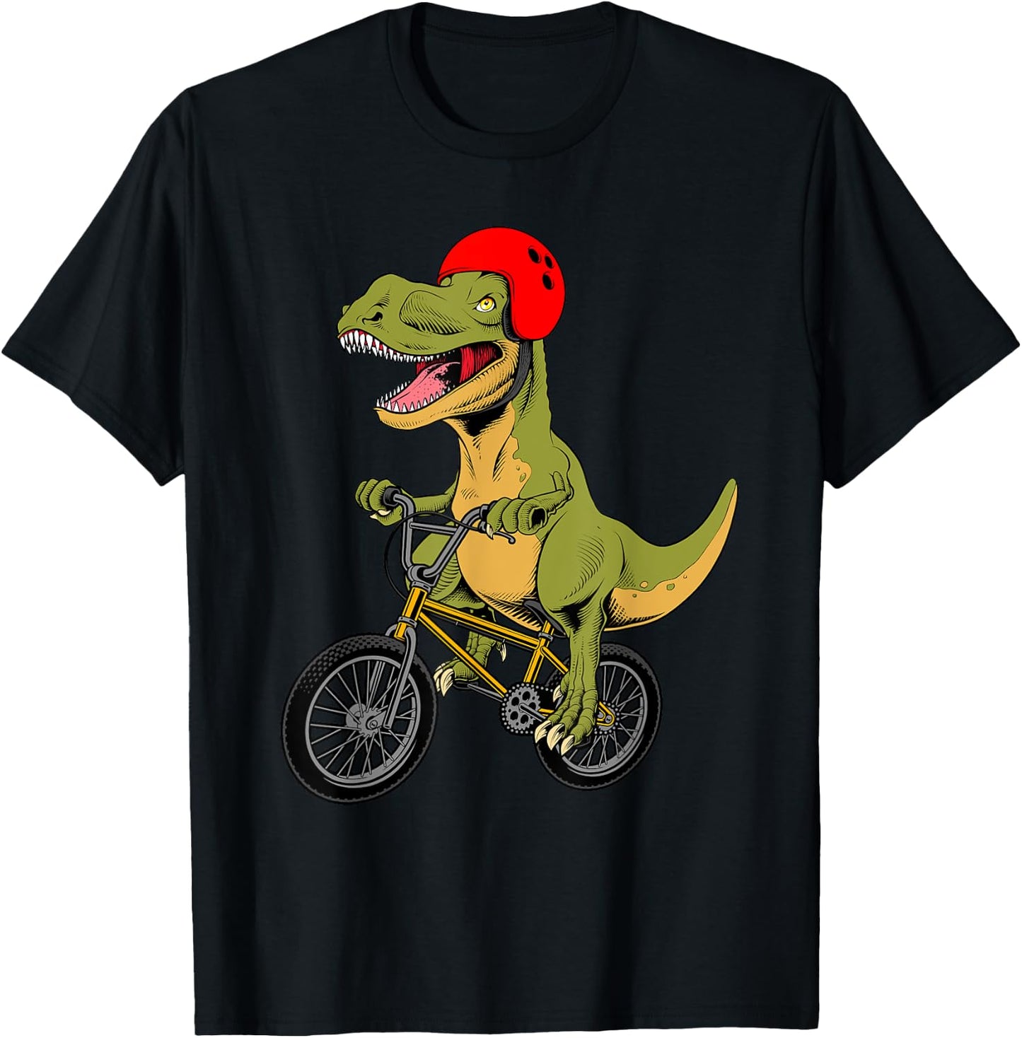Funny BMX Dinosaur Design Boy Girl Dino T-Rex BMX Bike Lover T-Shirt - T-Shirt | Black