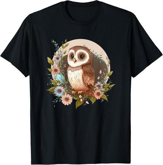Cottagecore Owl | Girls Women | Cute Owl T-Shirt - T-Shirt | Black