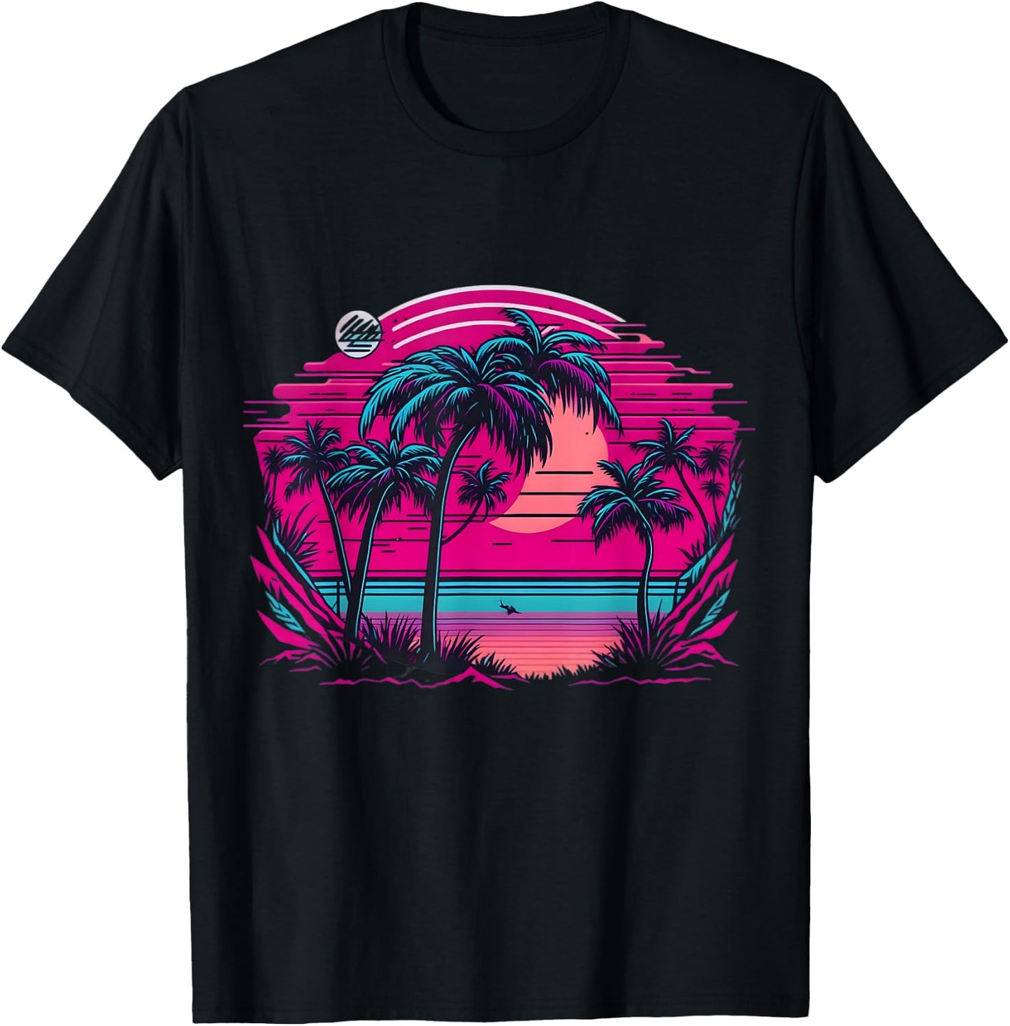 90s Vaporwave Aesthetic Palm Trees Retro 80s Art Vaporwave T-Shirt - T-Shirt | Black