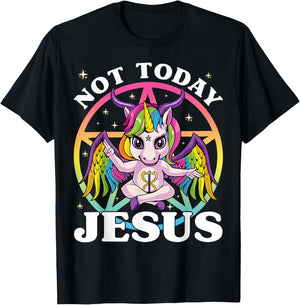 Satanic Unicorn Not Today Jesus Satan Unicorn Baphomet Sigil T-Shirt - T-Shirt | Black