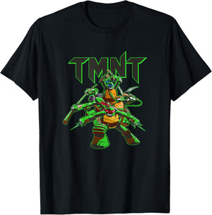 Teenage Mutant Ninja Turtles Retro Ninja Neon Glow Pose T-Shirt - T-Shirt | Black