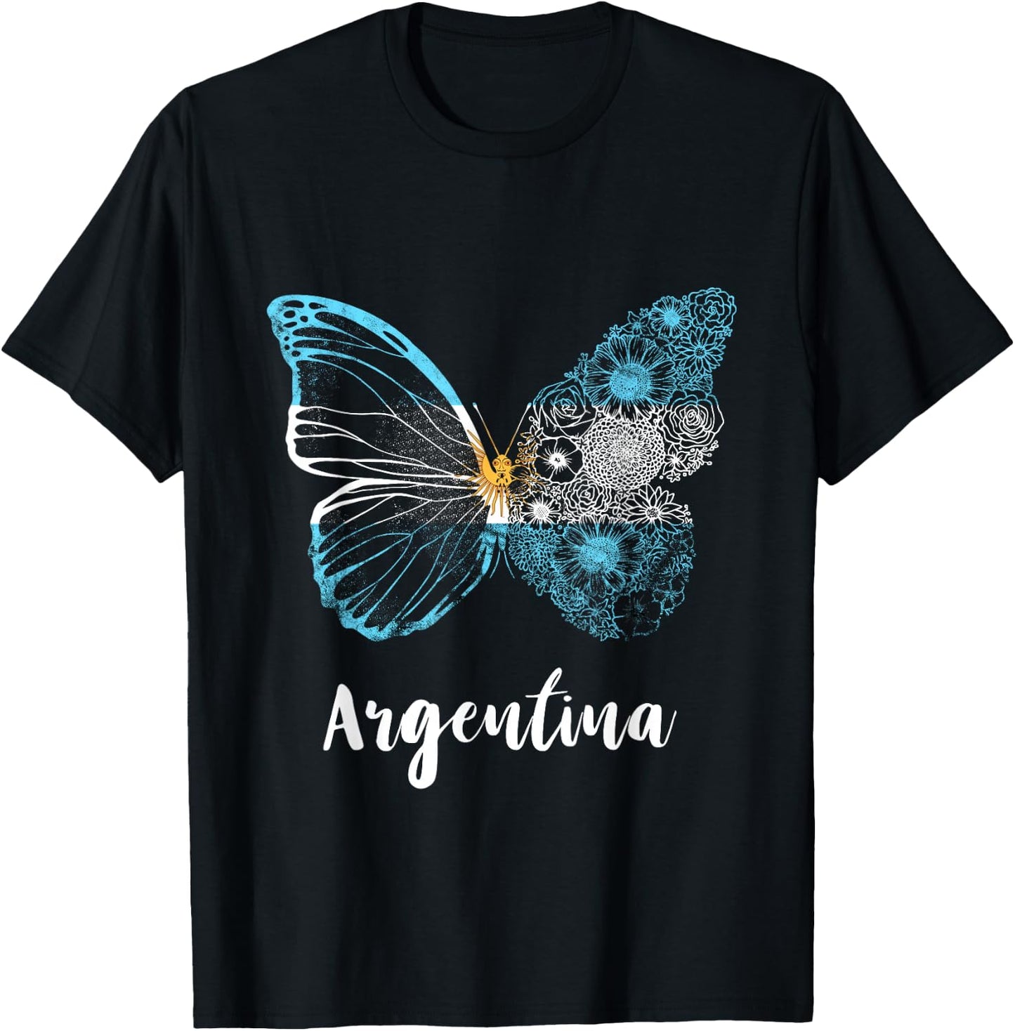Butterfly Argentina Sun of May Buenos Aires Argentinian Flag T-Shirt - T-Shirt | Black