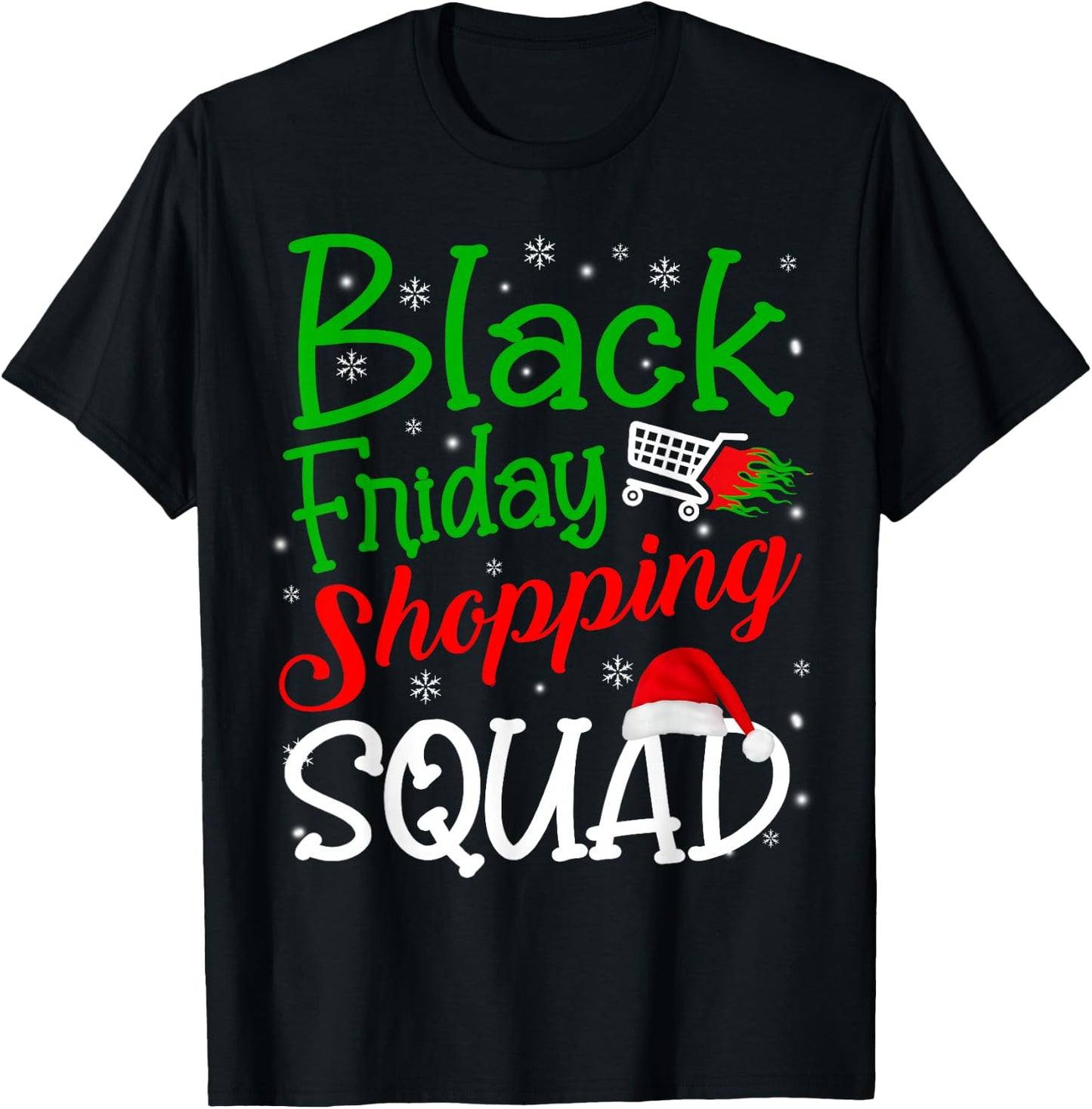 Friday Shopping Squad Christmas Black Shopping Family Group T-Shirt - T-Shirt | Black