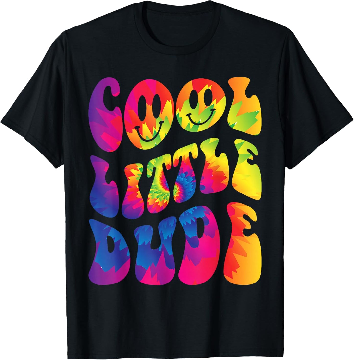 Cool Little Dude Retro Funny Tie Dye Outfit For Boys T-Shirt - T-Shirt | Black