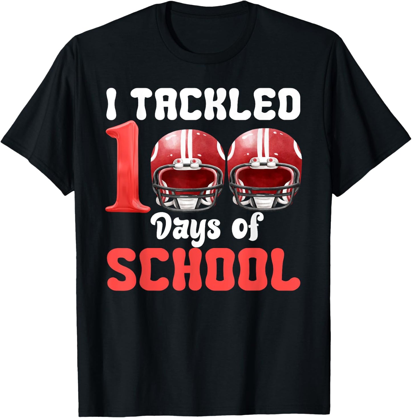 I Tackled 100 Days Of School Football 100th Day Boys Kids T-Shirt - T-Shirt | Black