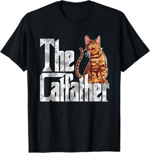 The Catfather Bengal Cat Father Mafia Whiskers Male Daddy T-Shirt - T-Shirt | Black