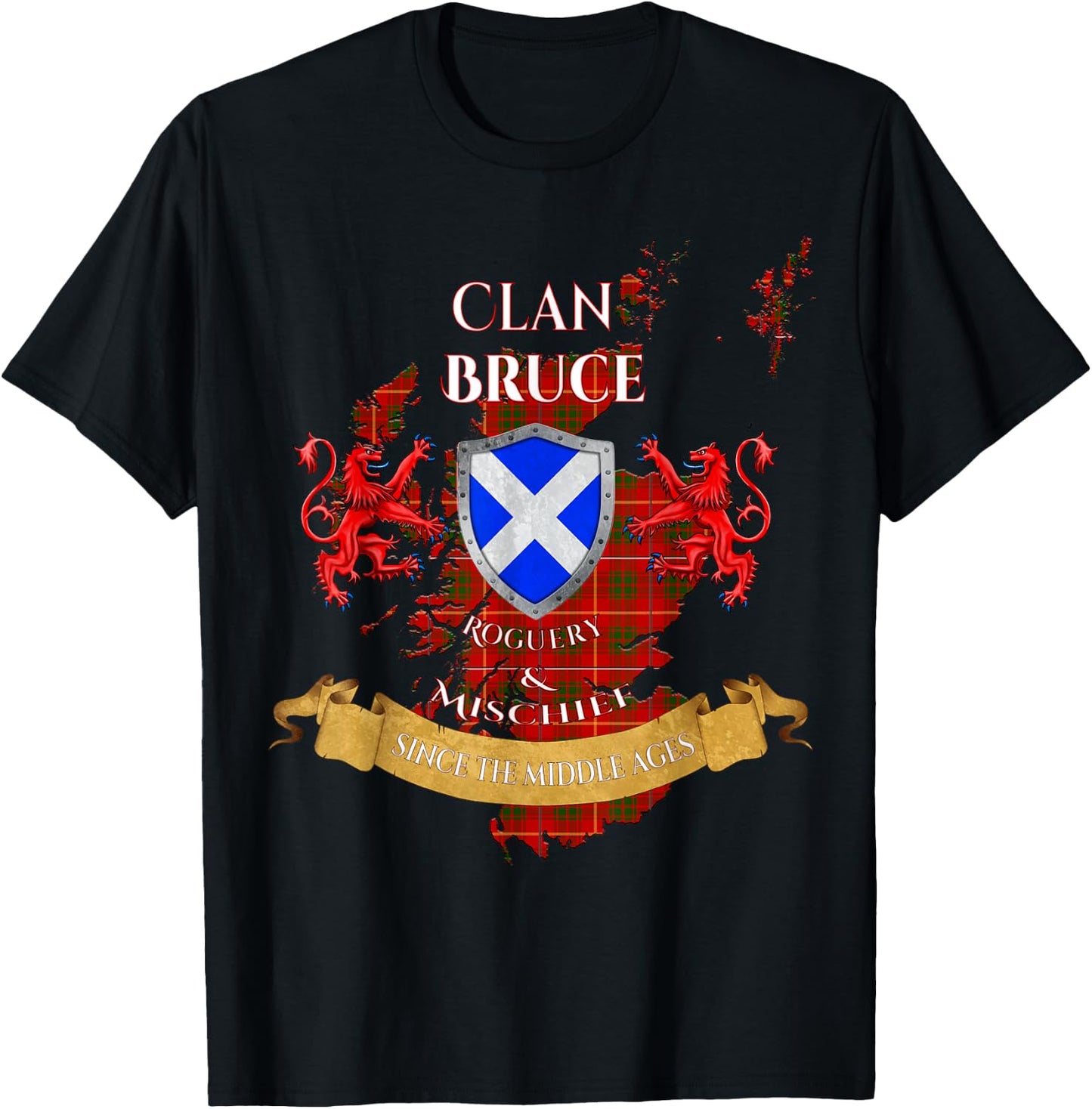 Bruce Scottish Family Clan Middle Ages Mischief T-Shirt - T-Shirt | Black