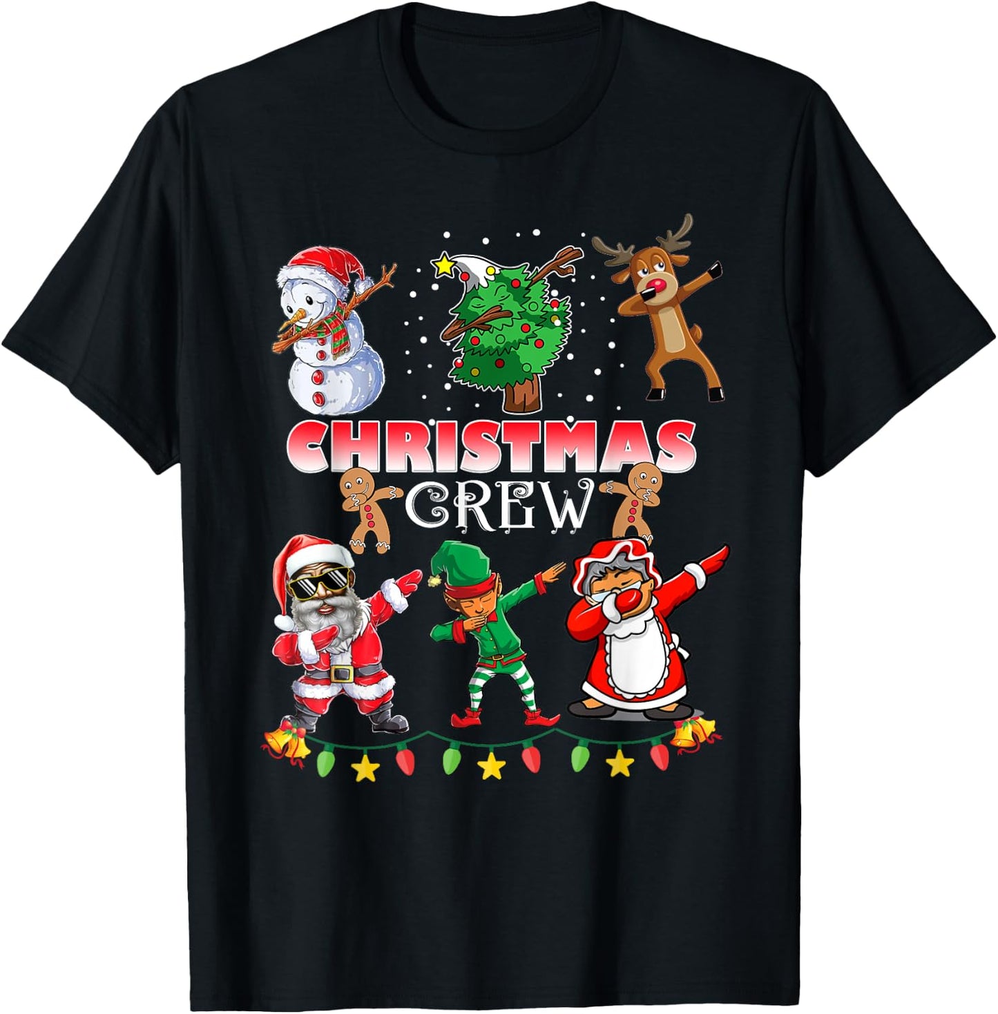 Black Cool Santa Claus African American Christmas Crew Dabs T-Shirt - T-Shirt | Black